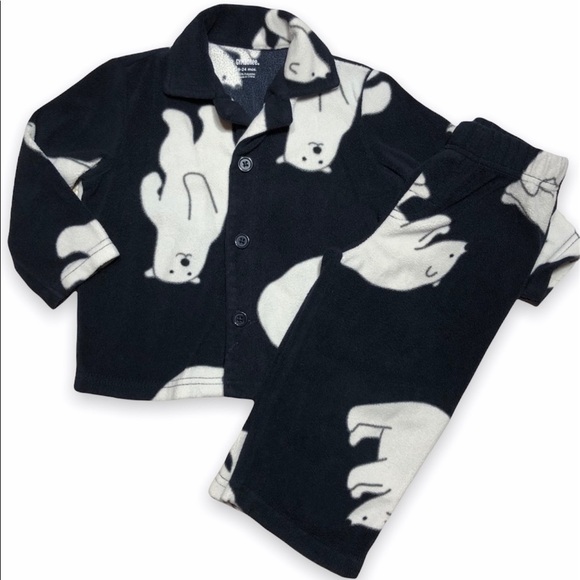 GYMBOREE Navy Polar Bear Fleece Pajamas 18-24 mo. - Picture 1 of 1